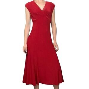 NWT Jones NY Babydoll Midi Dress 4 Red Romance Party Vamp Y2K New Old Stock